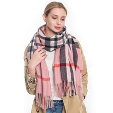 Load image into Gallery viewer, Fashion Check Tassel Oblong Scarf
